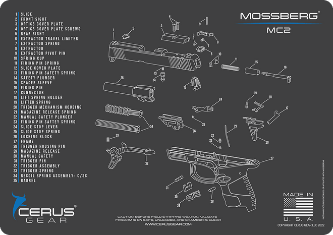 Mossberg MC2c Handgun Schematic Gun Mat