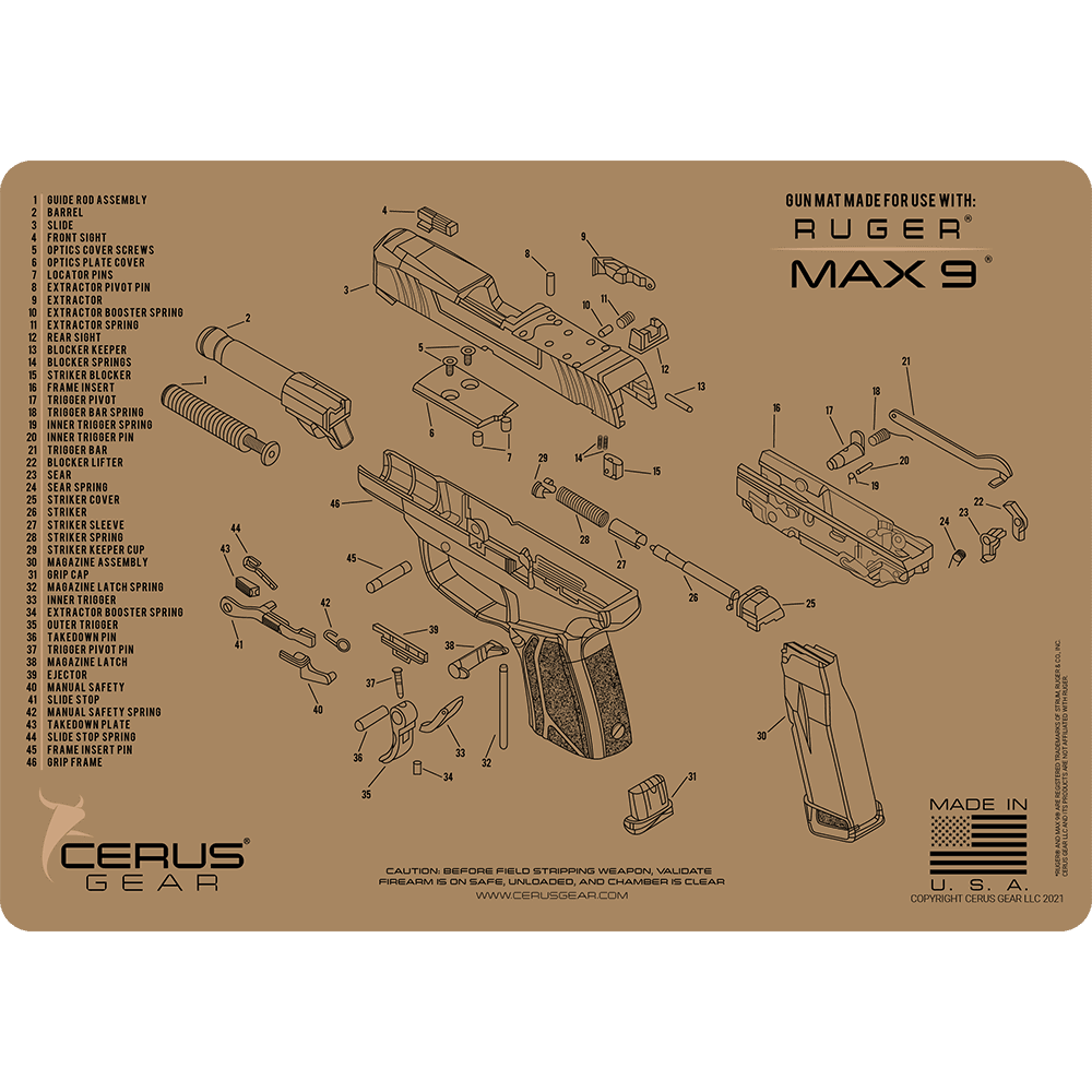 Ruger Max 9® Schematic Handgun Mat