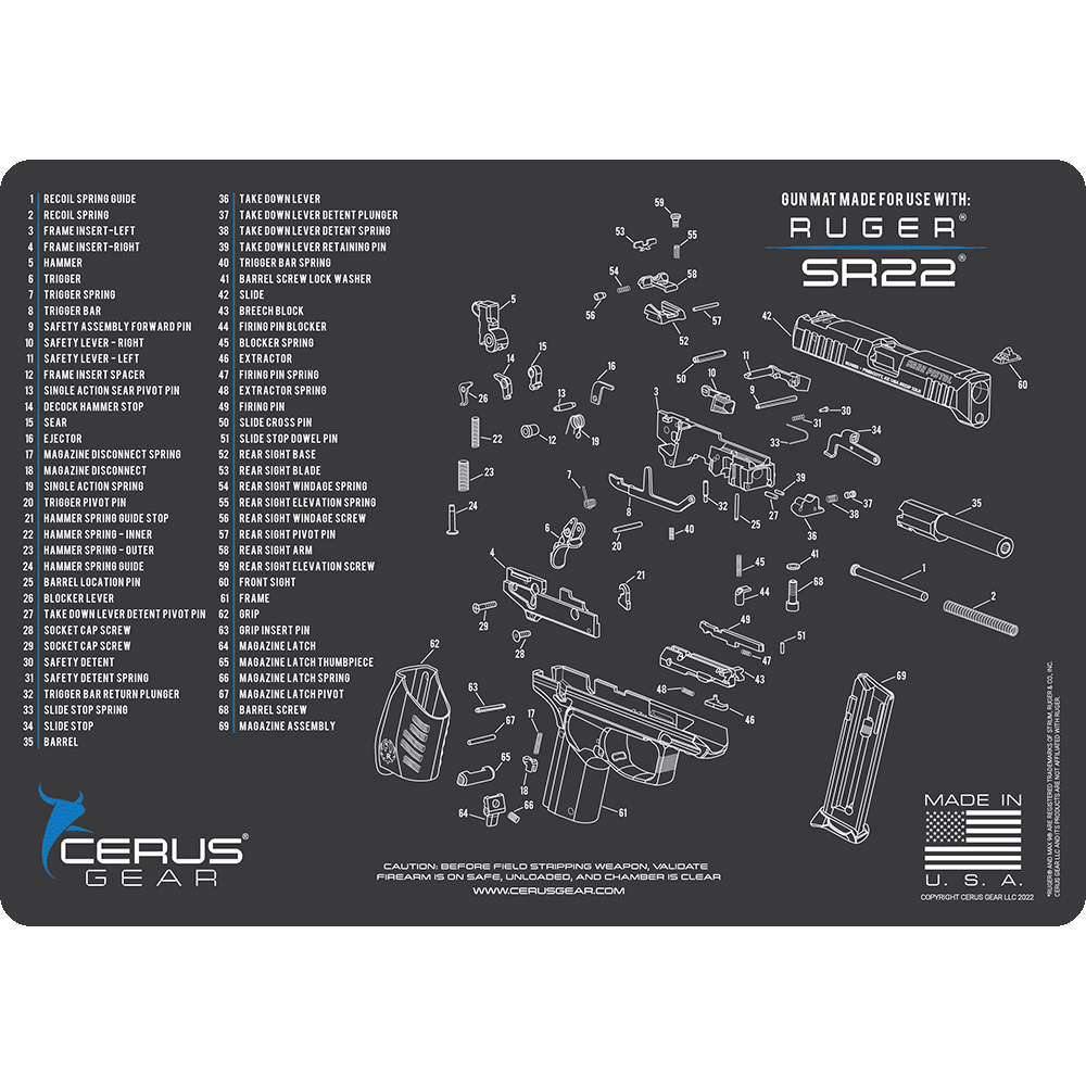 Ruger SR22 Parts Diagram Handgun Cleaning Mat