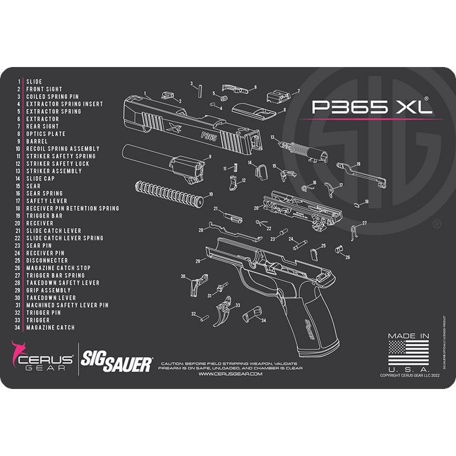 SIG SAUER® P365 XL Schematic Handgun Mat