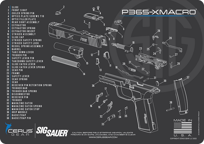 SIG SAUER® P365 XMacro Schematic Handgun Mat