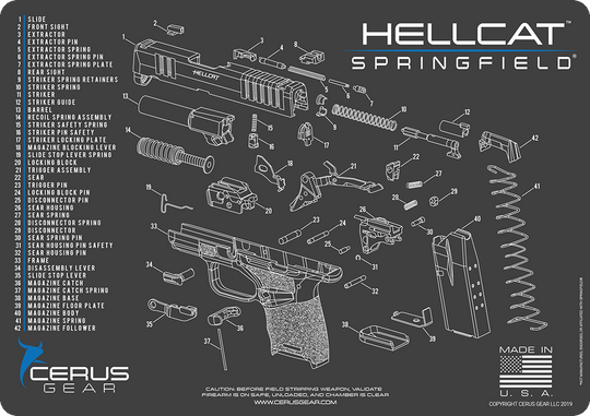 Springfield Hellcat Schematic/Parts Diagram Mat | Cerus Gear