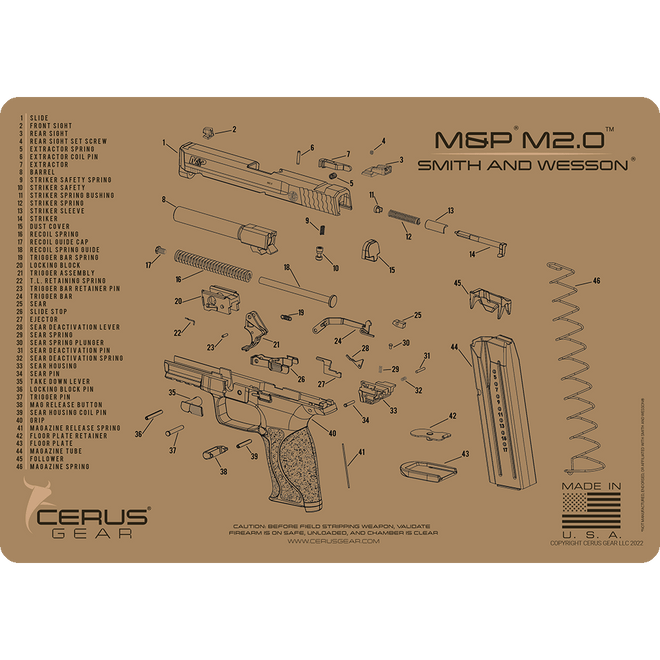 Smith & Wesson® M&P® M2.0 Schematic Handgun Mat