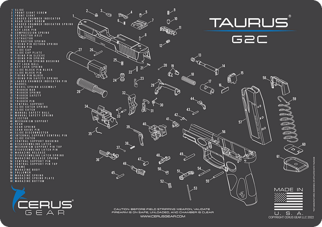 Taurus G2C Schematic Handgun Mat