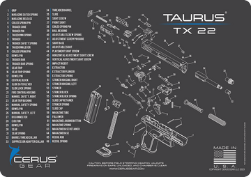 Taurus TX22 Schematic Handgun Mat