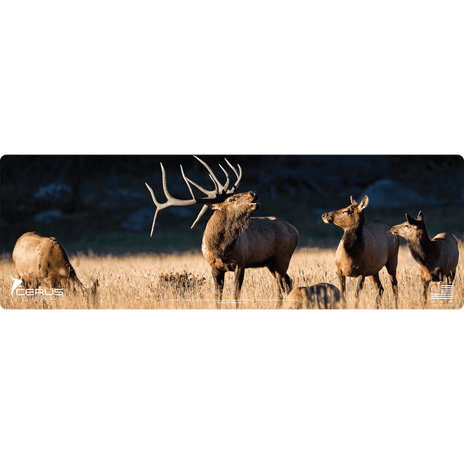 Bull Elk with Herd Wildlife Gun Mat