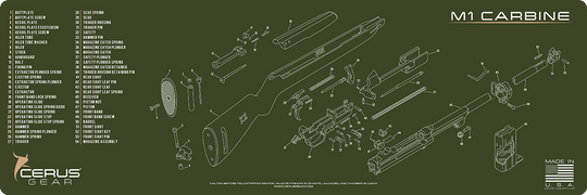 M1 Carbine Rifle Cleaning Mat - 12” x 36”
