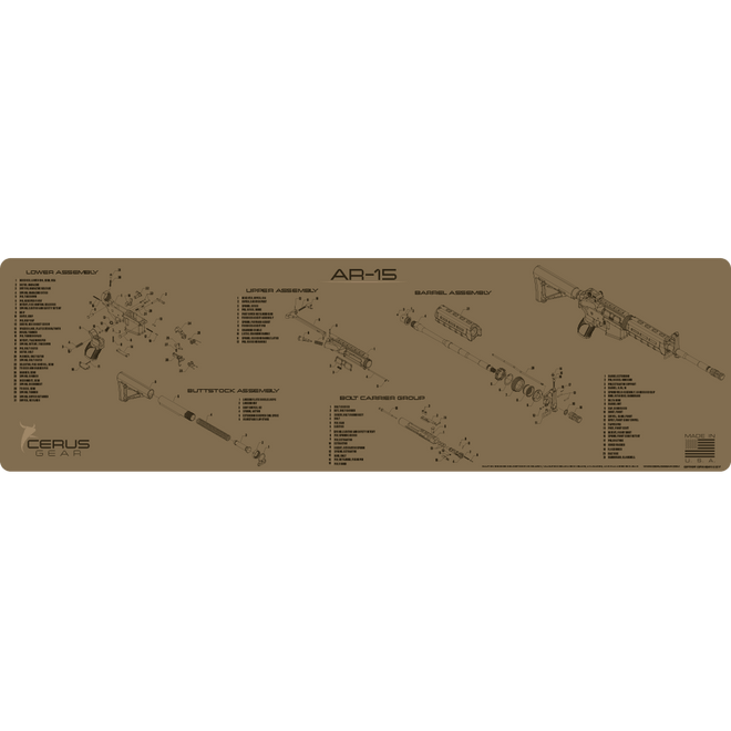 Flat Dark Earth Jumbo Schematic AR-15 Cleaning Mat
