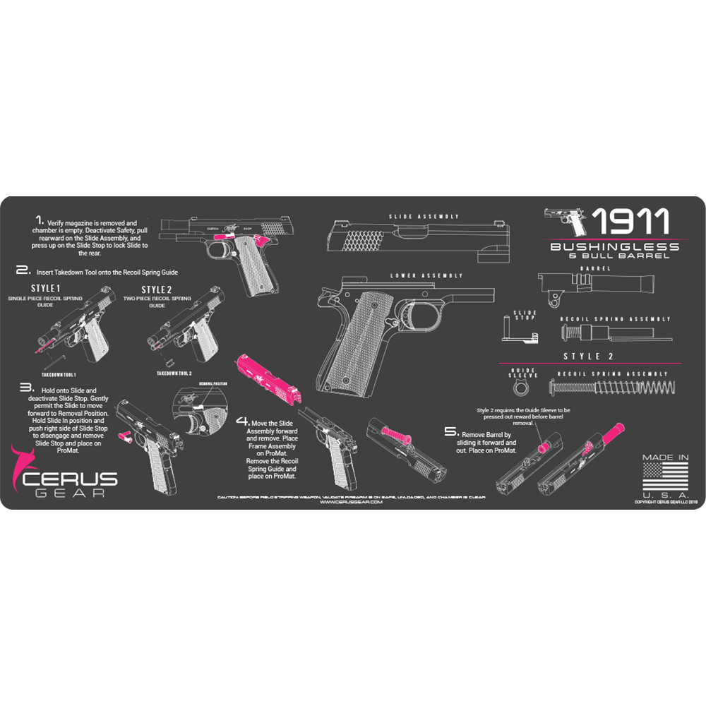 1911 Bushingless & Bull Barrel Pistol Cleaning Mat