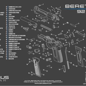 Beretta 92FS Schematic Diagram Cleaning Gun Mat | Cerus Gear
