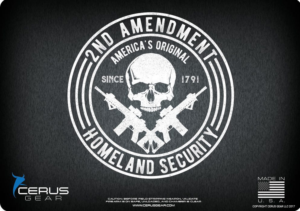 Show your Second Amendment Support with this Firearm Mat in Black Distress