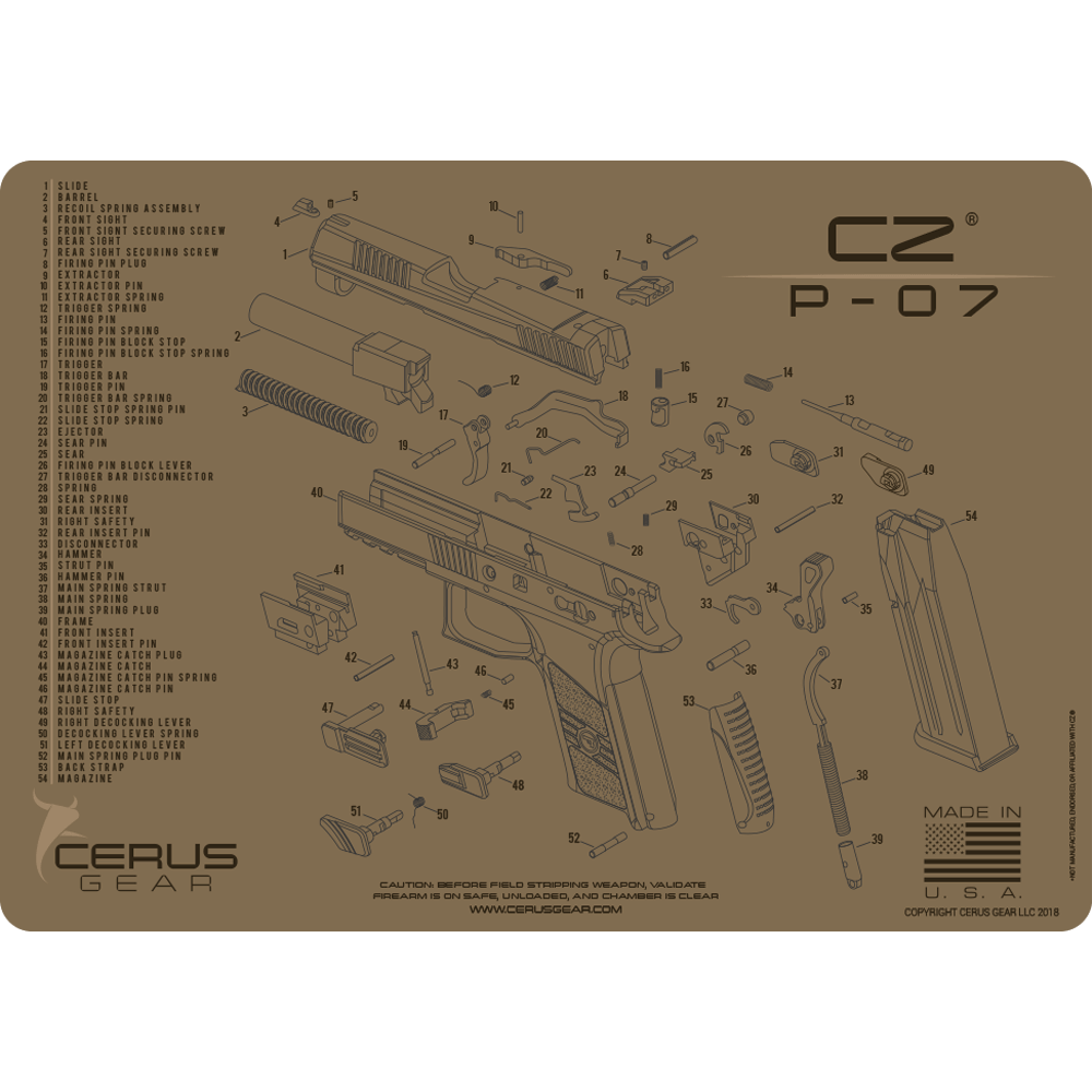 CZ® P-07 Schematic Handgun Mat