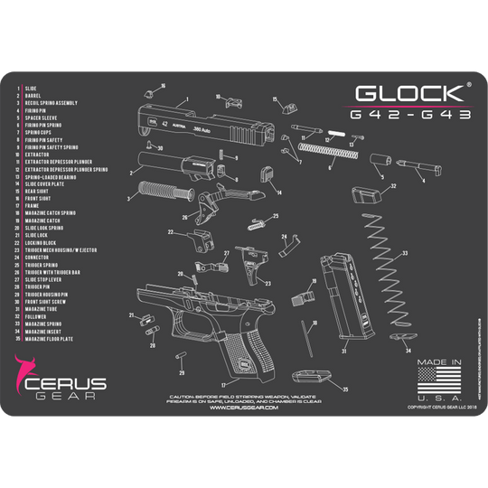 Glock® 42-43 Schematic Diagram Cleaning Handgun Mat