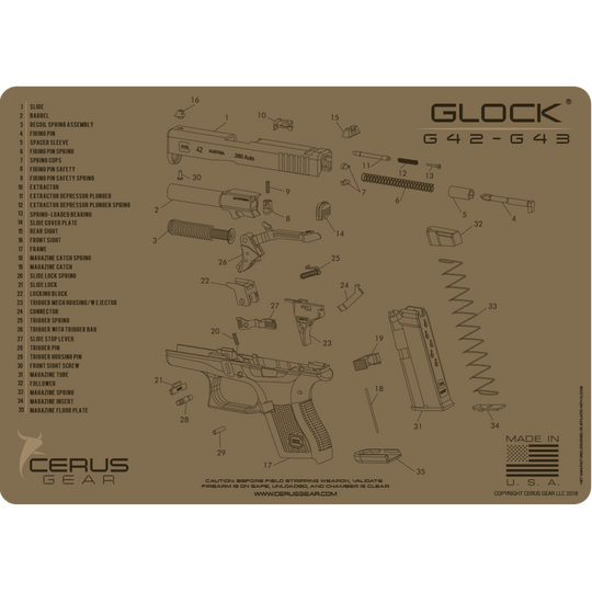 Glock® 42-43 Schematic Diagram Cleaning Handgun Mat