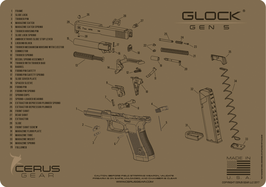 Glock Gen 5 Parts Diagram Schematic ProMat Cleaning Mat
