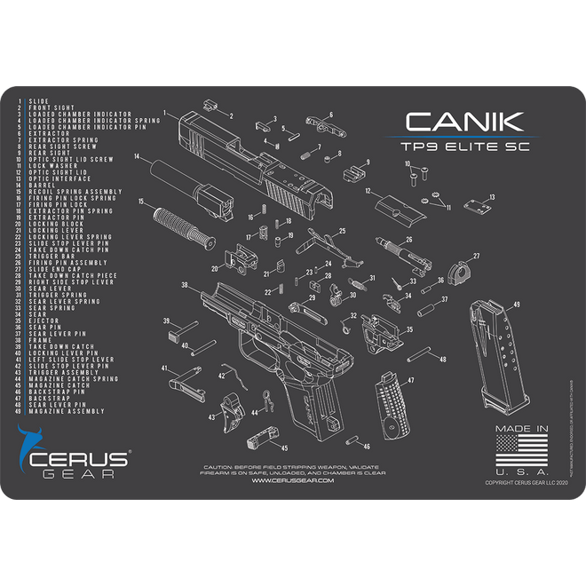 CANIK® TP9 Elite SC Schematic Handgun Mat