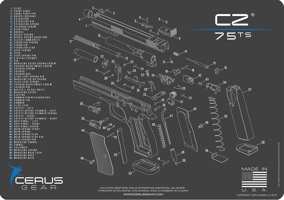 CZ® 75 TS Schematic Handgun Mat