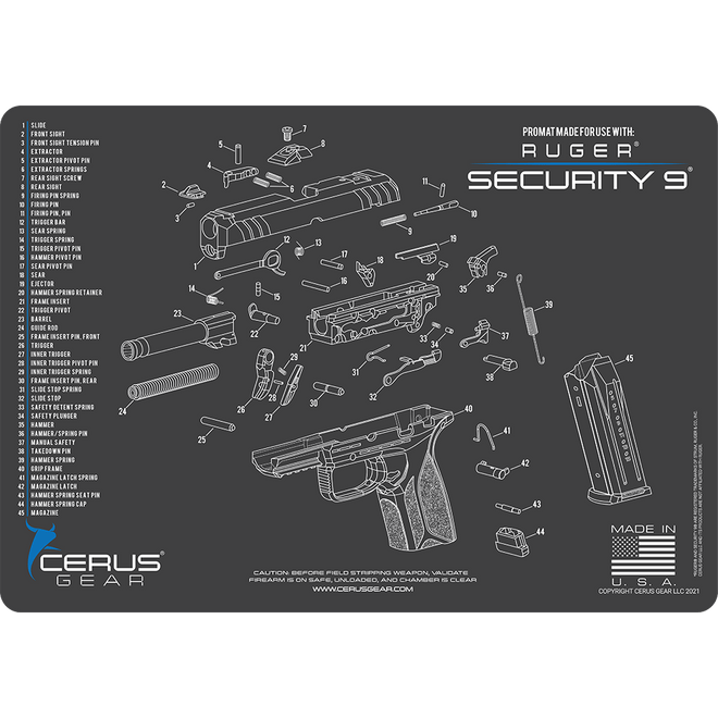Ruger Security 9® Schematic Handgun Mat