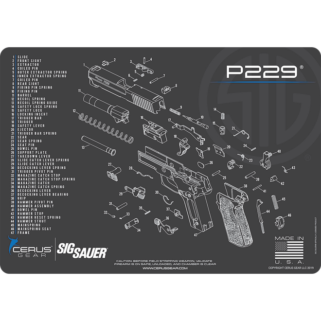 SIG SAUER® P229 Schematic Handgun Mat