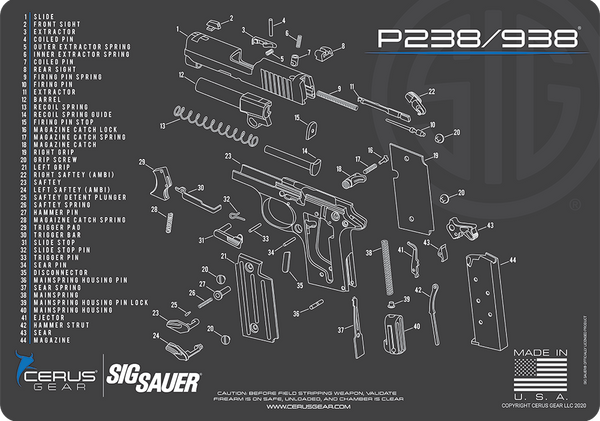 Sig Sauer P238 and P938 Pistol Parts Diagram ProMat