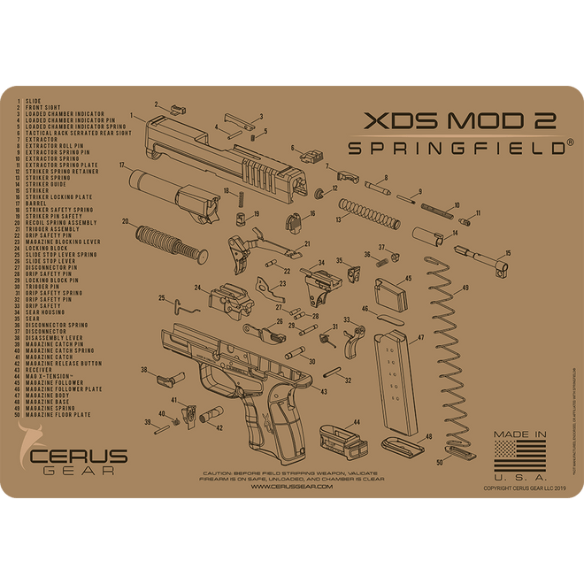 Springfield XDS MOD.2® Schematic Handgun Mat