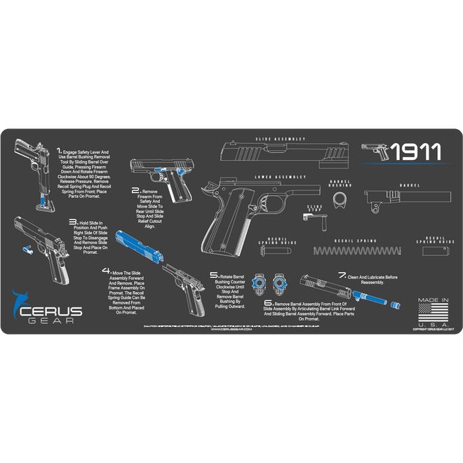 How to take down 1911 and reassemble gun cleaning mat