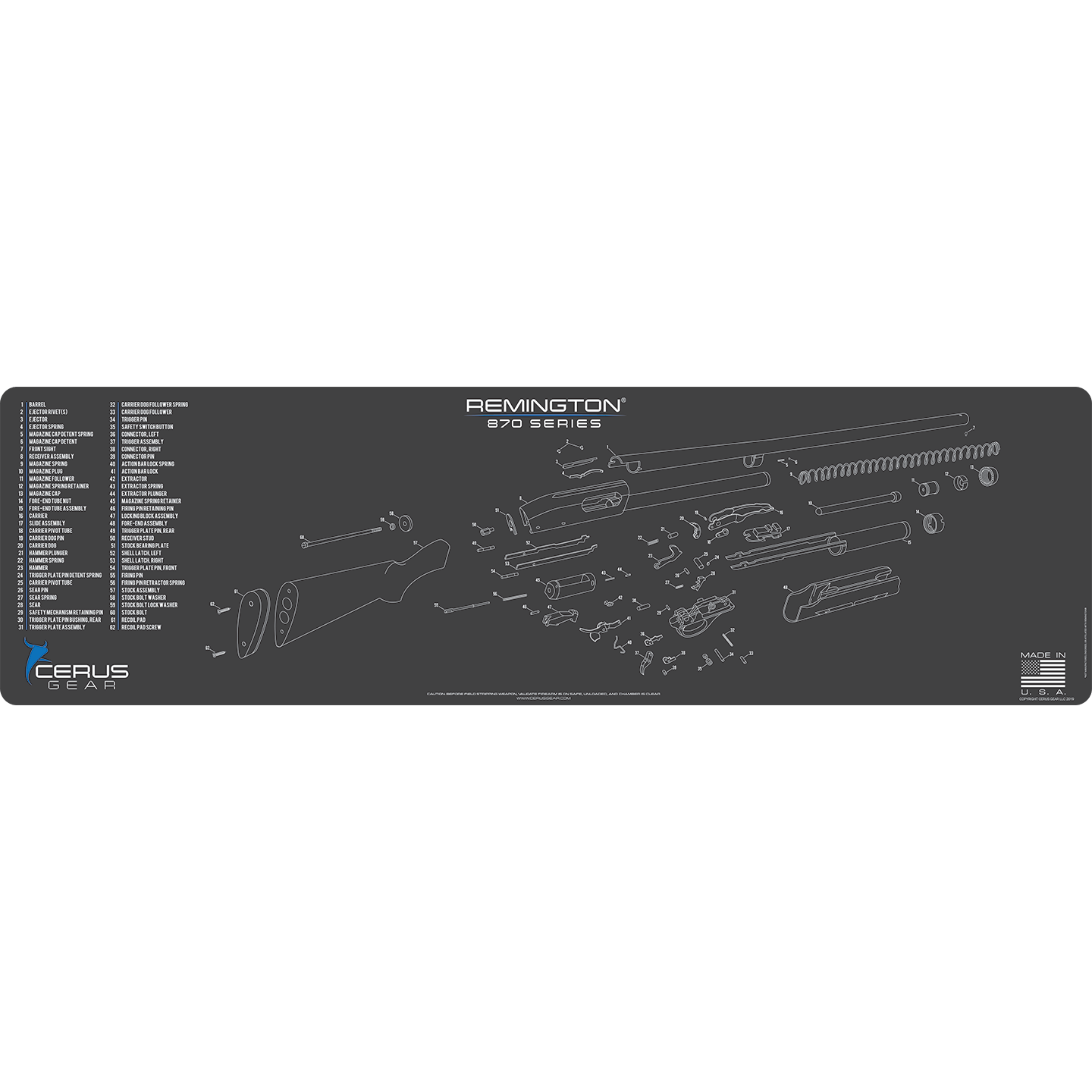 Remington 870 Schematic Magnum Gun Mat