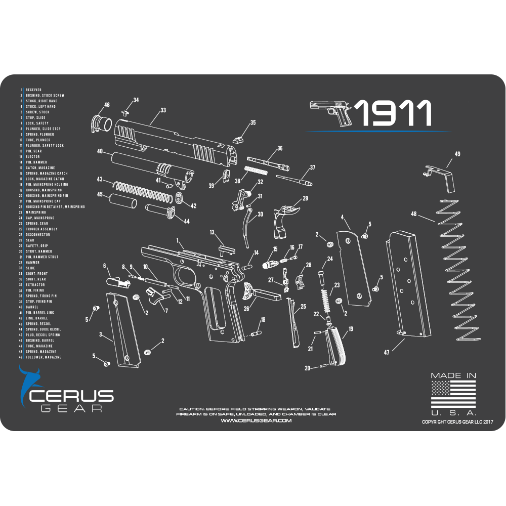 Cerus Gear Barrett M107 A1 Schematic Magnum Gun Mat Charcoal Gray/Ceru -  Jagaloon