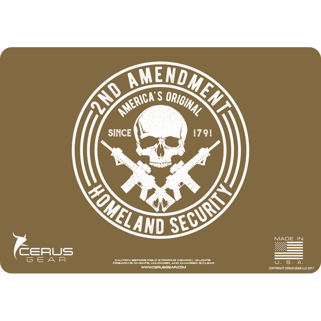 COYOTE TAN SECOND AMENDMENT SKULL CLEANING MAT