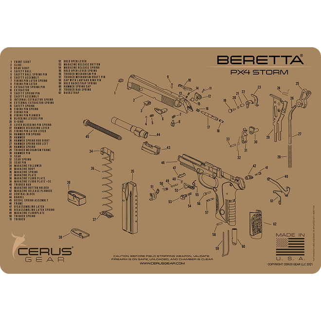 Beretta PX4 Storm Schematic Handgun Mat