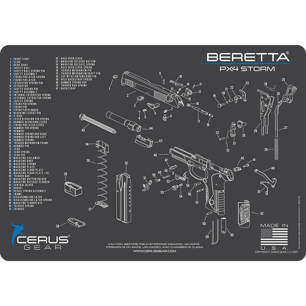 Beretta PX4 Storm Schematic Handgun Mat