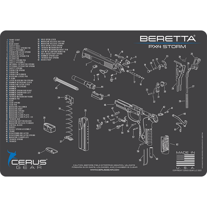 Beretta PX4 Storm Schematic Handgun Mat
